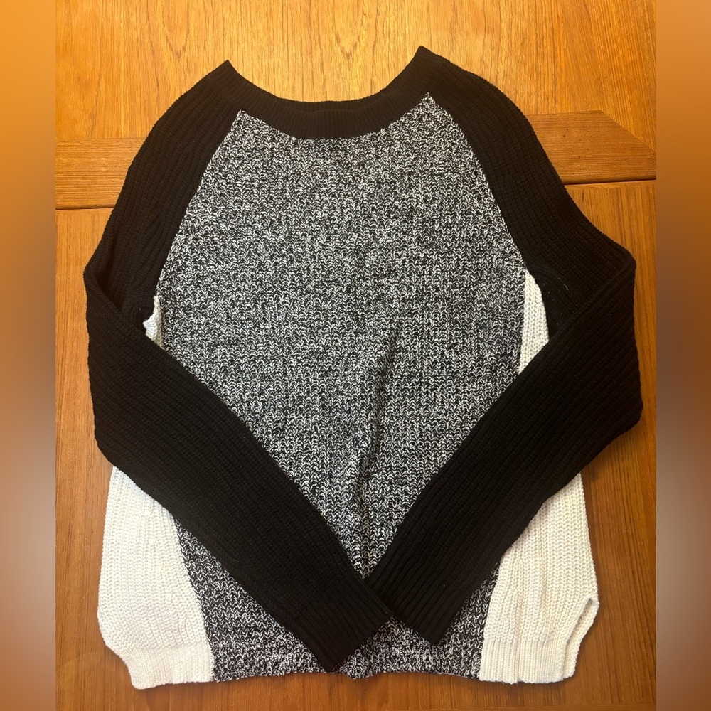 Express Black and Gray Crew Neck Sweater